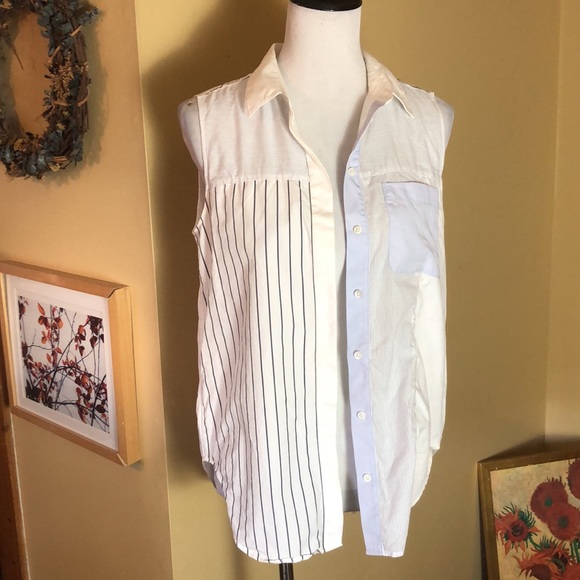 PHILLIP LIM 3:1 sz 6 Cotton Sleeveless MulitiStripe ColorBlock Buttonfront $129 - Picture 5 of 15